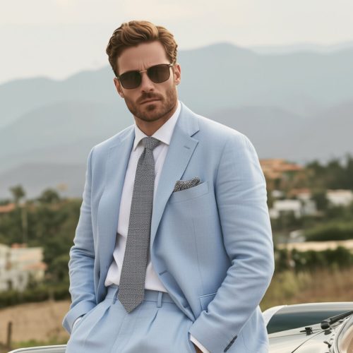 Traje azul celeste